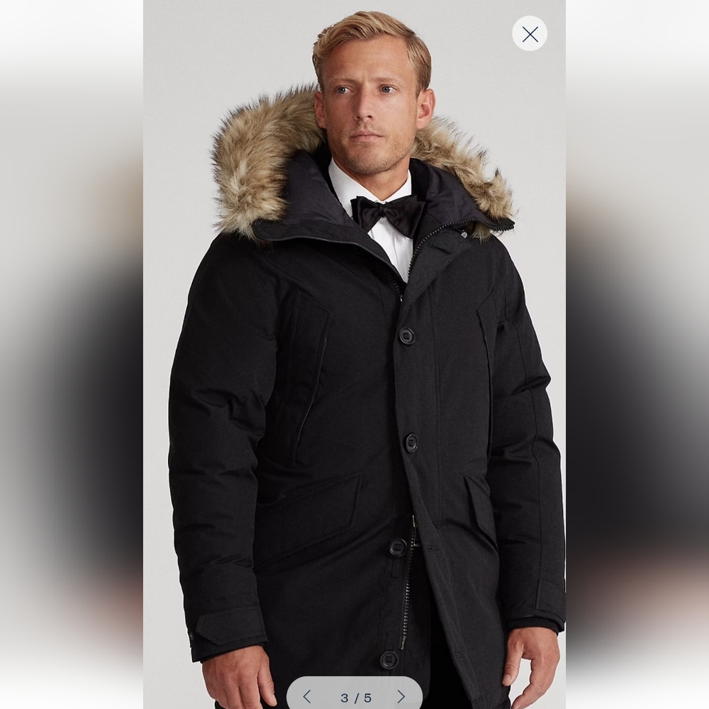 Ralph Lauren Black Puffer Jacket with Faux Fur Hood 2xlt